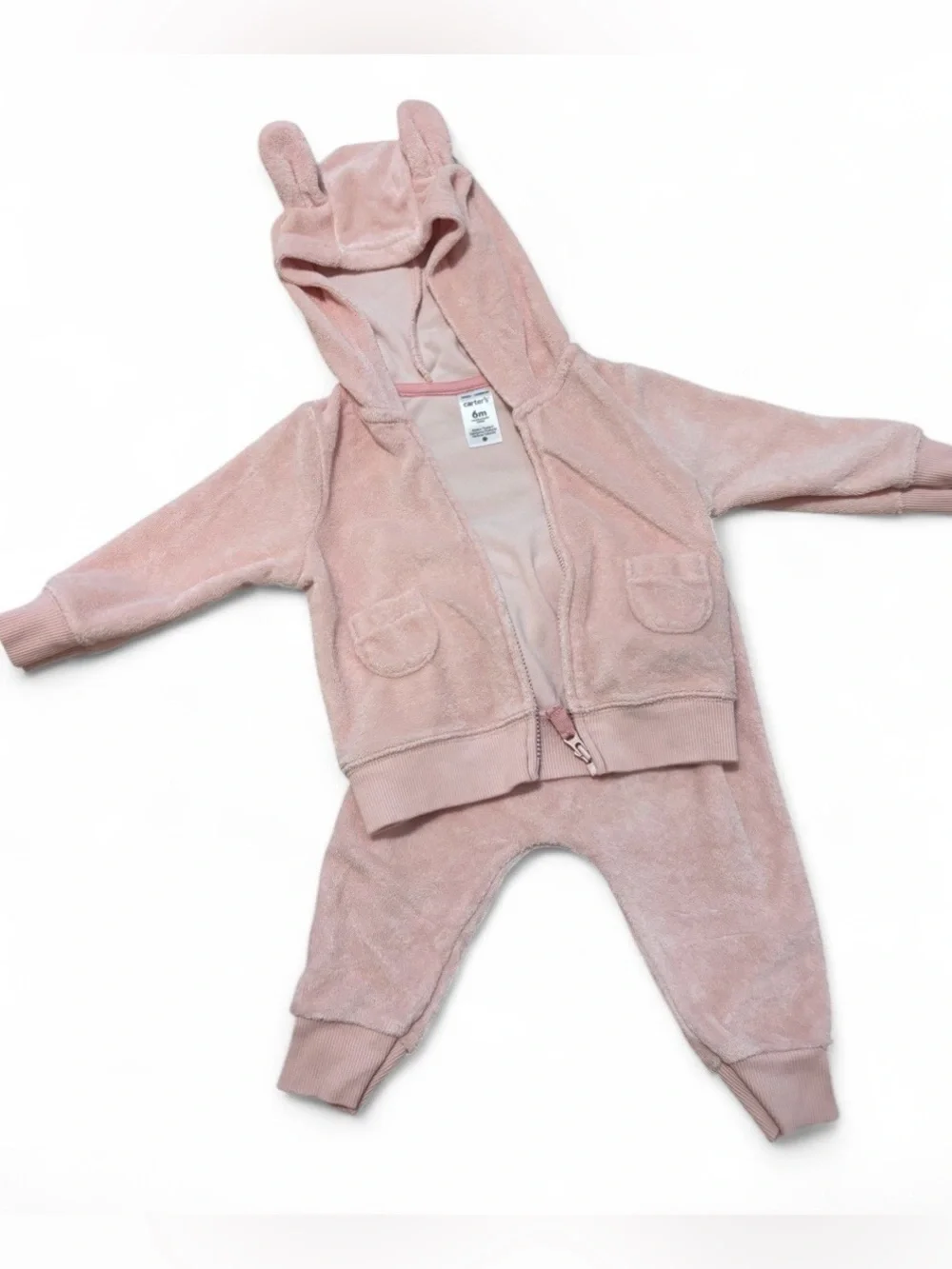 Carter's Soft Blush Pink Hooded Two-Piece Set with Ear Hood